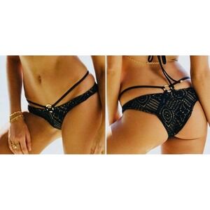 NWT Beach Bunny Black Crochet Bikini Bottoms XL love me like‎ you do